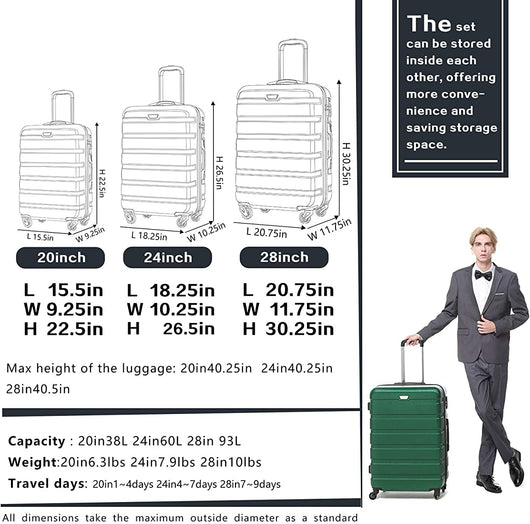 COOLIFE Luggage 3 Piece Set Suitcase Spinner Hardshell Lightweight TSA Lock!

-Brand new