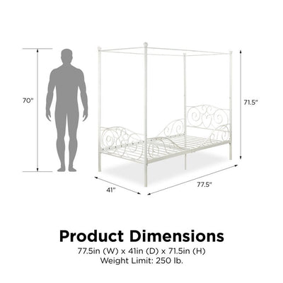 Elm & Oak Metal Canopy Kids Poster Bed, Twin, White!

-Brand new in the box 