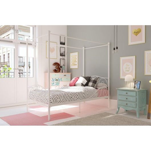 Elm & Oak Metal Canopy Kids Poster Bed, Twin, White!

-Brand new in the box 