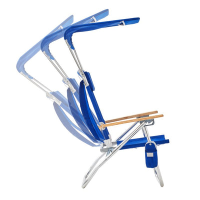 Mainstays Reclining Comfort Height Backpack Canopy Beach Chair, Blue!  -Brand new out of the box!