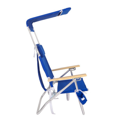 Mainstays Reclining Comfort Height Backpack Canopy Beach Chair, Blue!  -Brand new out of the box!
