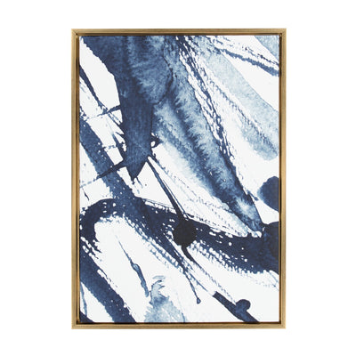 Kate and Laurel Sylvie Indigo Watercolor Abstract Print Framed Canvas Wall art by Amy Peterson