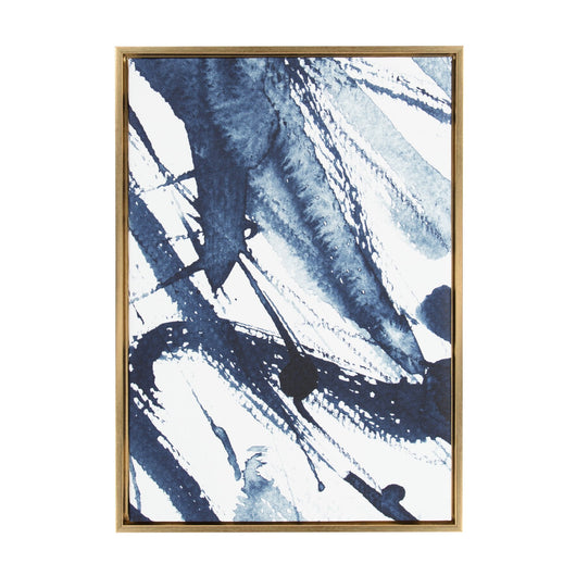 Kate and Laurel Sylvie Indigo Watercolor Abstract Print Framed Canvas Wall art by Amy Peterson