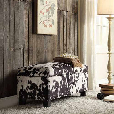 Weston Home Storage & Upholstered Bench, Black Cow!

-Brand new in the box 