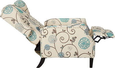 Christopher Knight Westeros Traditional Wingback Fabric Recliner Chair (White & Blue Floral)!

-Brand new and Assembled