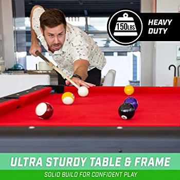 GoSports Mid-Size Billiards Game Tables - Foldable Design, Includes Full Set of Pool Balls, 2 Cue Sticks, Chalk, and Felt Brush!

-Brand new right out of the box, but one corner does have a very small blemish, photos shown