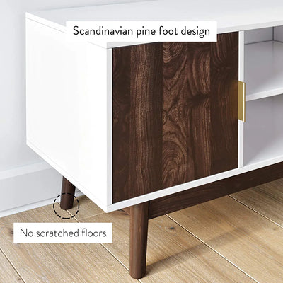 Nathan James Wesley Scandinavian TV Stand Media Console with Wooden Frame and Cabinet Doors, White/Walnut!

-Brand new in the box 