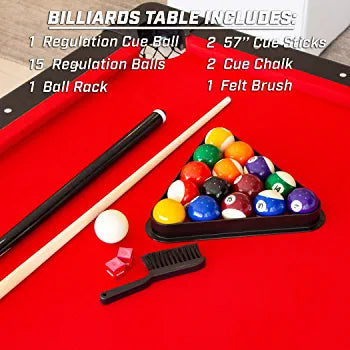 GoSports Mid-Size Billiards Game Tables - Foldable Design, Includes Full Set of Pool Balls, 2 Cue Sticks, Chalk, and Felt Brush!

-Brand new right out of the box, but one corner does have a very small blemish, photos shown