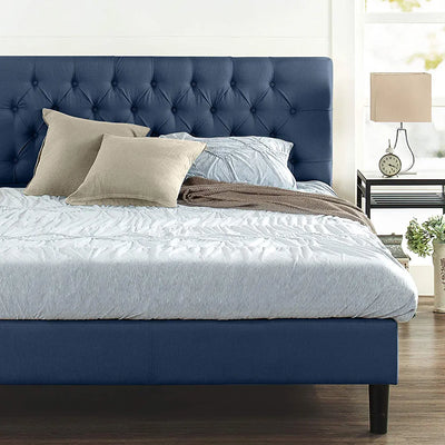ZINUS Misty Upholstered Platform Bed Frame / Mattress Foundation / Wood Slat Support / No Box Spring Needed / Easy Assembly, Navy, Queen!

-Brand new in the box 