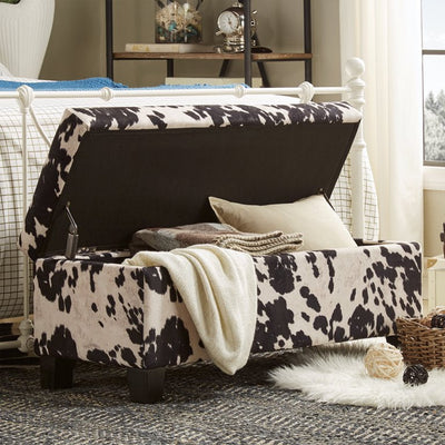Weston Home Storage & Upholstered Bench, Black Cow!

-Brand new in the box 