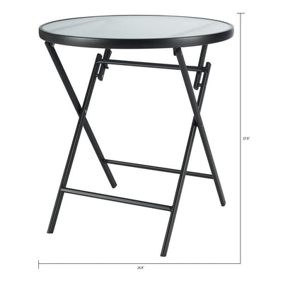Mainstays 26" Greyson Square Glass and Steel Round Bistro Folding Table!

-Brand new in the box 