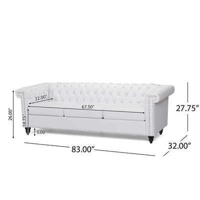 Noble House Kabella Tufted Chesterfield Faux Leather 3 Seater Sofa, White!    THIS SELLS FOR $518 AT WALLYWORLD!  ONLY $279 AT THE BIG CATCH !