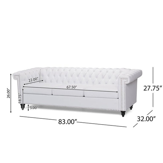Noble House Kabella Tufted Chesterfield Faux Leather 3 Seater Sofa, White!    THIS SELLS FOR $518 AT WALLYWORLD!  ONLY $279 AT THE BIG CATCH !