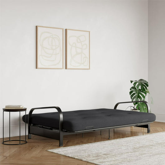 Caddie 6” Thermobonded High Density Polyester Fill Futon Mattress, Full, Black Linen**New in box** (Mattress Only)