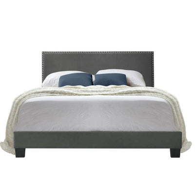 Royale Upholstered Platform Bed with Nail Trim Headboard, Queen!

-Brand new in the box 
