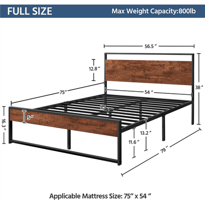 Yaheetech Rustic Metal Platform Bed, Full Size, Mahogany!

-Brand new in the box 