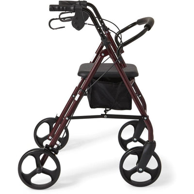 Medline Strong Steel Rollator, Folding Rolling Walker, 8" Wheels, 350lb Weight Capacity, Red Frame!

-Brand new and assembled