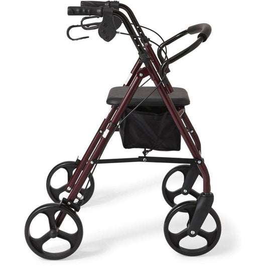 Medline Strong Steel Rollator, Folding Rolling Walker, 8" Wheels, 350lb Weight Capacity, Red Frame!

-Brand new and assembled