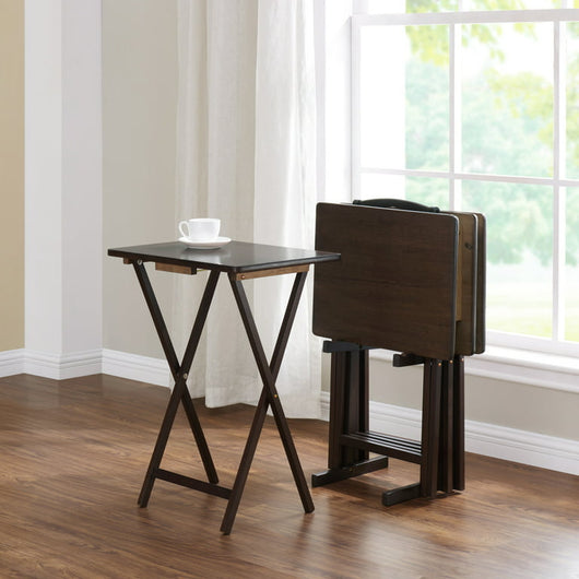 Mainstays Walnut 5-Piece Folding TV Tray Table Set, 19 x 15 x 26 Inch!

-Brand new in the box 