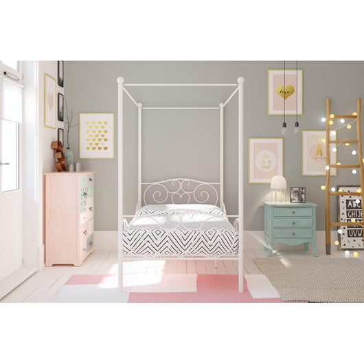 Elm & Oak Metal Canopy Kids Poster Bed, Twin, White!

-Brand new in the box 