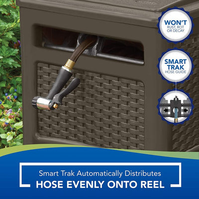 Suncast 225 ft. Smart Trak Wicker Garden Hose Reel Guide and Hideaway, Java Brown!

-New out of the box 