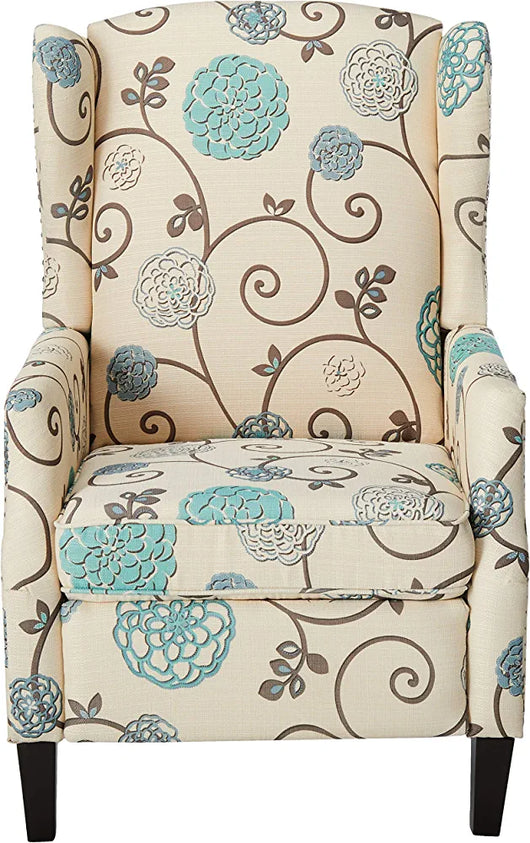 Christopher Knight Westeros Traditional Wingback Fabric Recliner Chair (White & Blue Floral)!

-Brand new and Assembled