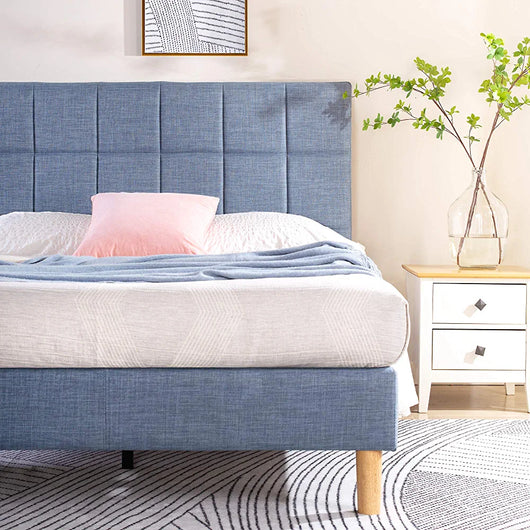 ZINUS Lottie Upholstered Platform Bed Frame / Mattress Foundation / Wood Slat Support / No Box Spring Needed / Easy Assembly, Blue Slate, Queen!

-Brand new in the box 