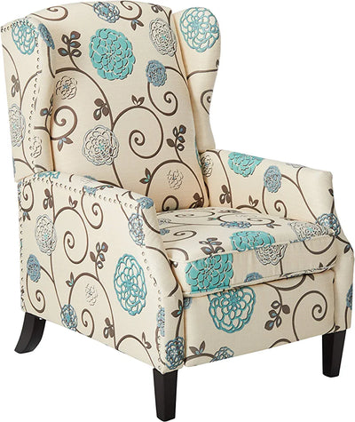 Christopher Knight Westeros Traditional Wingback Fabric Recliner Chair (White & Blue Floral)!

-Brand new and Assembled