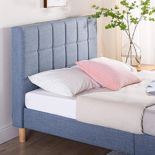 ZINUS Lottie Upholstered Platform Bed Frame / Mattress Foundation / Wood Slat Support / No Box Spring Needed / Easy Assembly, Blue Slate, Queen!

-Brand new in the box 