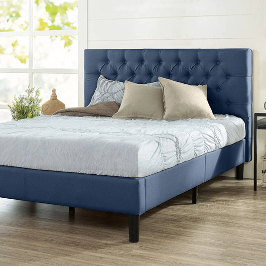 ZINUS Misty Upholstered Platform Bed Frame / Mattress Foundation / Wood Slat Support / No Box Spring Needed / Easy Assembly, Navy, Queen!

-Brand new in the box 