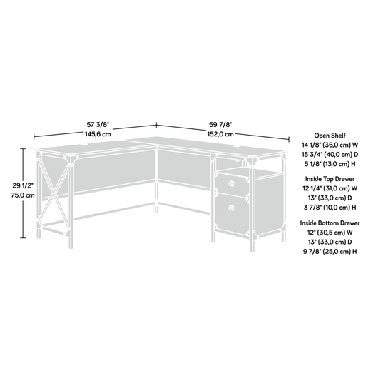 Sauder Steel River L-Shaped Desk, Carbon Oak!

-Brand new in the box