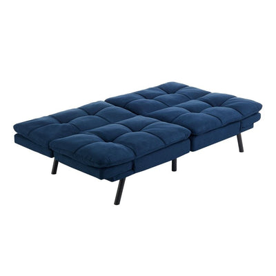 Mainstays Memory Foam Futon, Blue Faux Suede! NEW & ASSEMBLED!