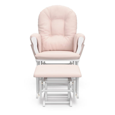 Storkcraft Hoop Glider and Ottoman, White Finish with Light Pink Cushions!

-Brand new in the box 