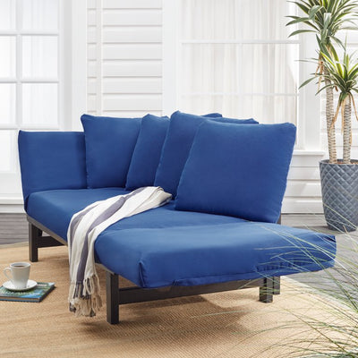 Better Homes & Gardens Delahey Studio Outdoor Day Sofa with Cushions, Navy!

-Brand new in the box - Assembly is required