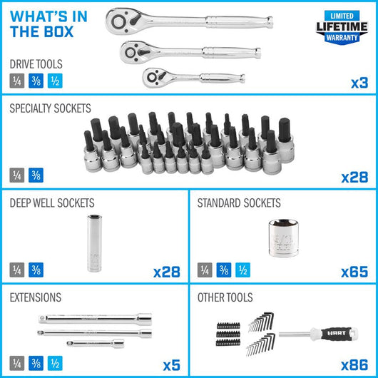 HART 215-Piece Mechanics Tool Set, Multiple Drive, Chrome Finish!

-Brand new never used