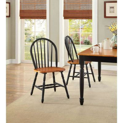 Better Homes and Gardens Autumn Lane Farmhouse 5-Piece Dining Set Bundle, Black and Oak!

-Brand new and Assembled but The Table does have one very small chip on top, photos shown)