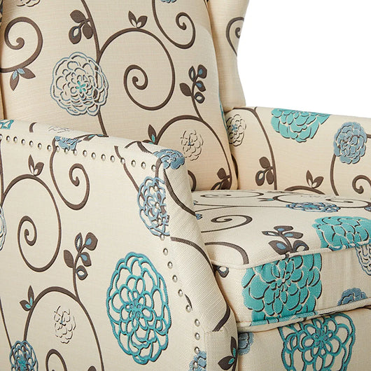 Christopher Knight Westeros Traditional Wingback Fabric Recliner Chair (White & Blue Floral)!

-Brand new and Assembled