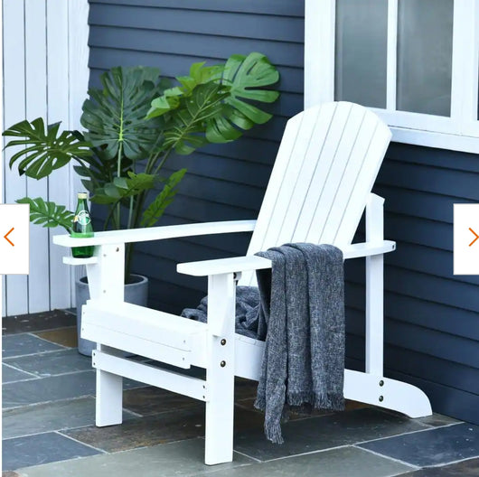 Outsunny 38.25 in. W x 28.5 in. D x 36.5 in. H White Wood Adirondack Armchair!

-Brand new in the box (White - One Chair Only)