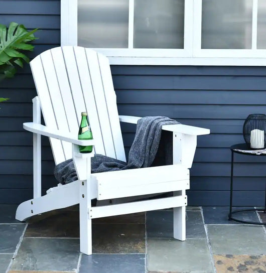 Outsunny 38.25 in. W x 28.5 in. D x 36.5 in. H White Wood Adirondack Armchair!

-Brand new in the box (White - One Chair Only)