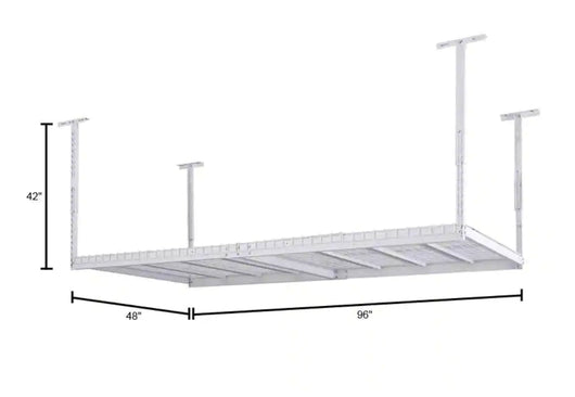 Husky Adjustable Height Overhead Ceiling Mount Garage Rack in White (42 in. H x 96 in. W x 48 in. D)!

-Brand new in the box