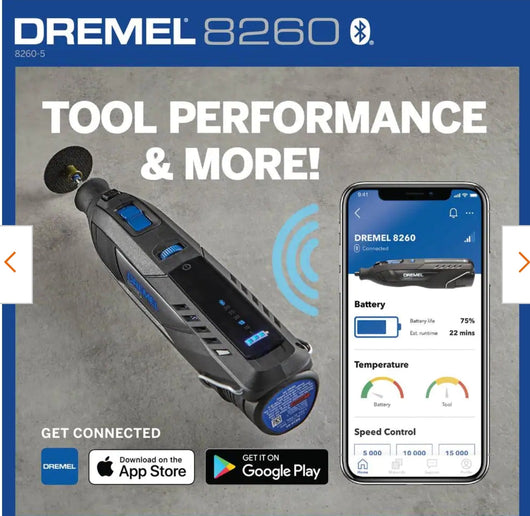 Dremel 8260 12VLi-Ion Variable Speed Cordless Smart Rotary Tool with Brushless Motor,5 accessories,3Ah Battery,Charger,Tool Bag!

-Brand new in the carry Case
