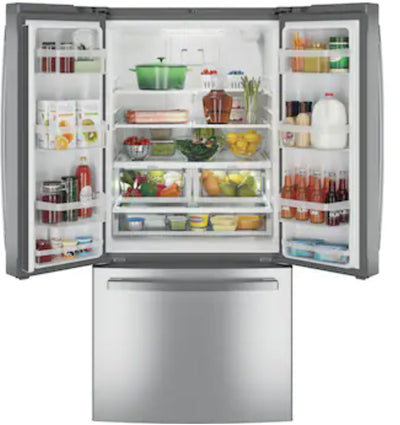 GE  24.8-cu ft French Door Refrigerator with Ice Maker (Stainless Steel) ENERGY STAR!

-Brand new but may have some small scratchs from shipping, photos shown