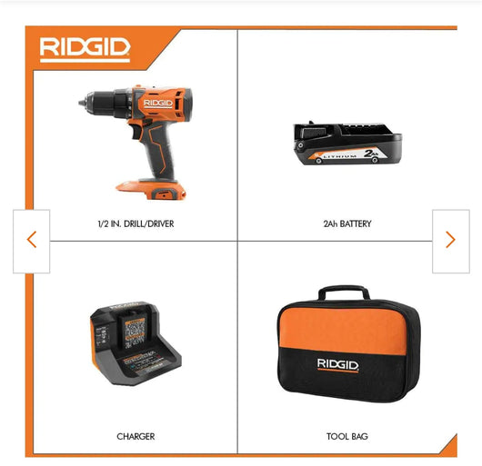 Rigid 18V Cordless 1/2 in. Drill/Driver Kit with (1) 2.0 Ah Battery and Charger!

-Brand new in the carry Case