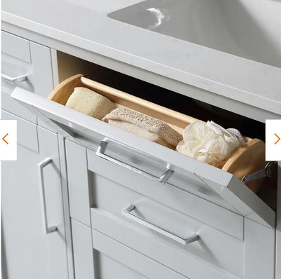 Riverdale 48 in. W x 21 in. D Vanity in Dove Grey with a Cultured Marble Vanity Top in White with White Sink! 

-Brand new out of the box ( Top of Vanity is Cracked - Photos shown - Price reduced for the crack)