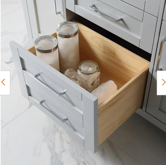 Riverdale 48 in. W x 21 in. D Vanity in Dove Grey with a Cultured Marble Vanity Top in White with White Sink! 

-Brand new out of the box ( Top of Vanity is Cracked - Photos shown - Price reduced for the crack)