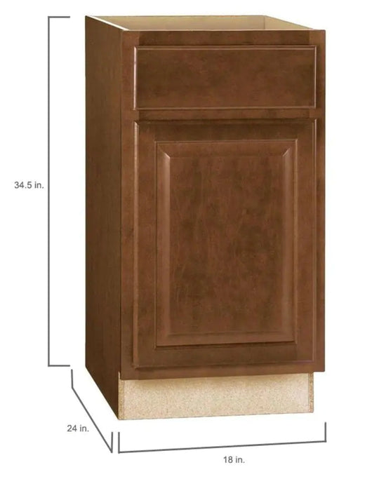 Hampton Bay Assembled 18x34.5x24 in. Base Kitchen Cabinet with Ball-Bearing Drawer Glides in Cognac!

-Brand new out of the box