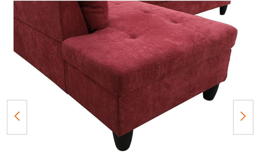 Star Home Living 103 in. W Round Arm 2-Piece Linen L Shaped Sectional Sofa in Red!

-New & Assembled out of the box (ONE bottom corner is frayed lightly, photos shown! - Is also missing the throw pillows!)