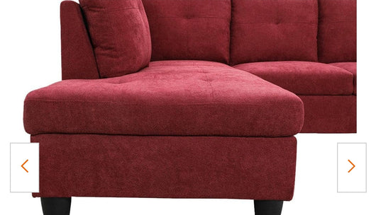 Star Home Living 103 in. W Round Arm 2-Piece Linen L Shaped Sectional Sofa in Red!

-New & Assembled out of the box (ONE bottom corner is frayed lightly, photos shown! - Is also missing the throw pillows!)