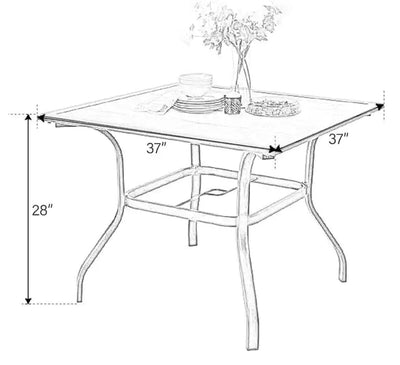 Black Square Metal Patio Outdoor Dining Table with 1.57" Umbrella Hole and Wood-Look Tabletop! (OUTDOOR TABLE SPECIAL!)

-New assembled out of the box but the wood top is cracked, photos shown