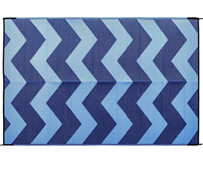 Camco 9' x 12' Reversible RV Outdoor Mat, Camping Mat, Blue Chevron (new wrapped In Plastic)
